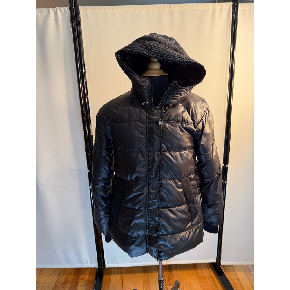 Kenneth Cole New York Black Puffer Coat Hooded Quilted Jacket Small Women's